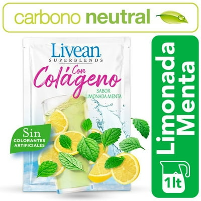 Jugo En Polvo Con Colágeno Limón Menta Sobre 7 G Livean