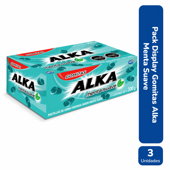 Pack 3 Cajas Gomitas Alka Menta Suave