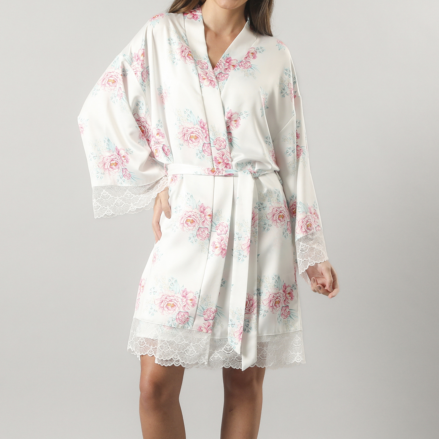 Flores - Bata Satin Encaje 33605-1