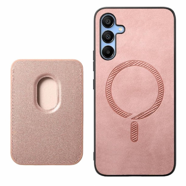 Funda de Cuero Magnética con Tarjetero para Samsung Galaxy A15 Cubierta Delgada Rosa