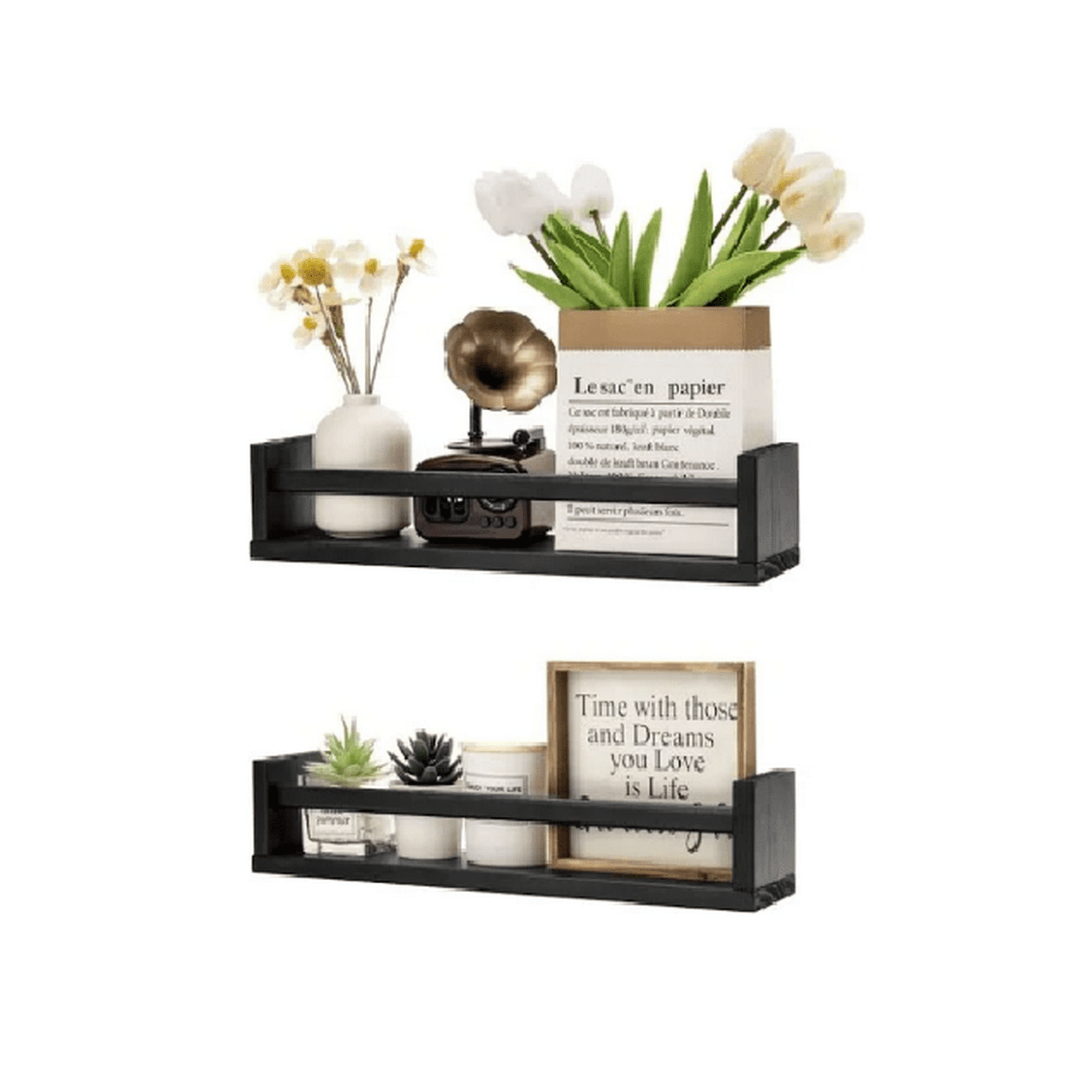 Genérico - Set De 3 Repisas Flotantes Modernas Barandas 60cm Negro