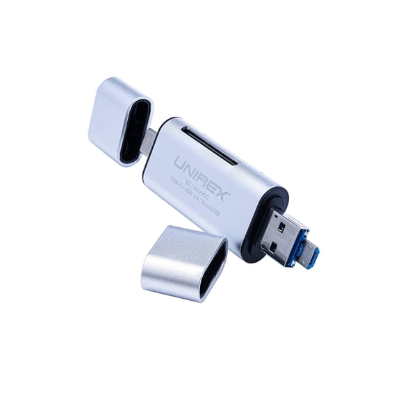 Lector tipo C Unirex MSC-001S 5 en 1 para SD, Micro SD, USB3.0