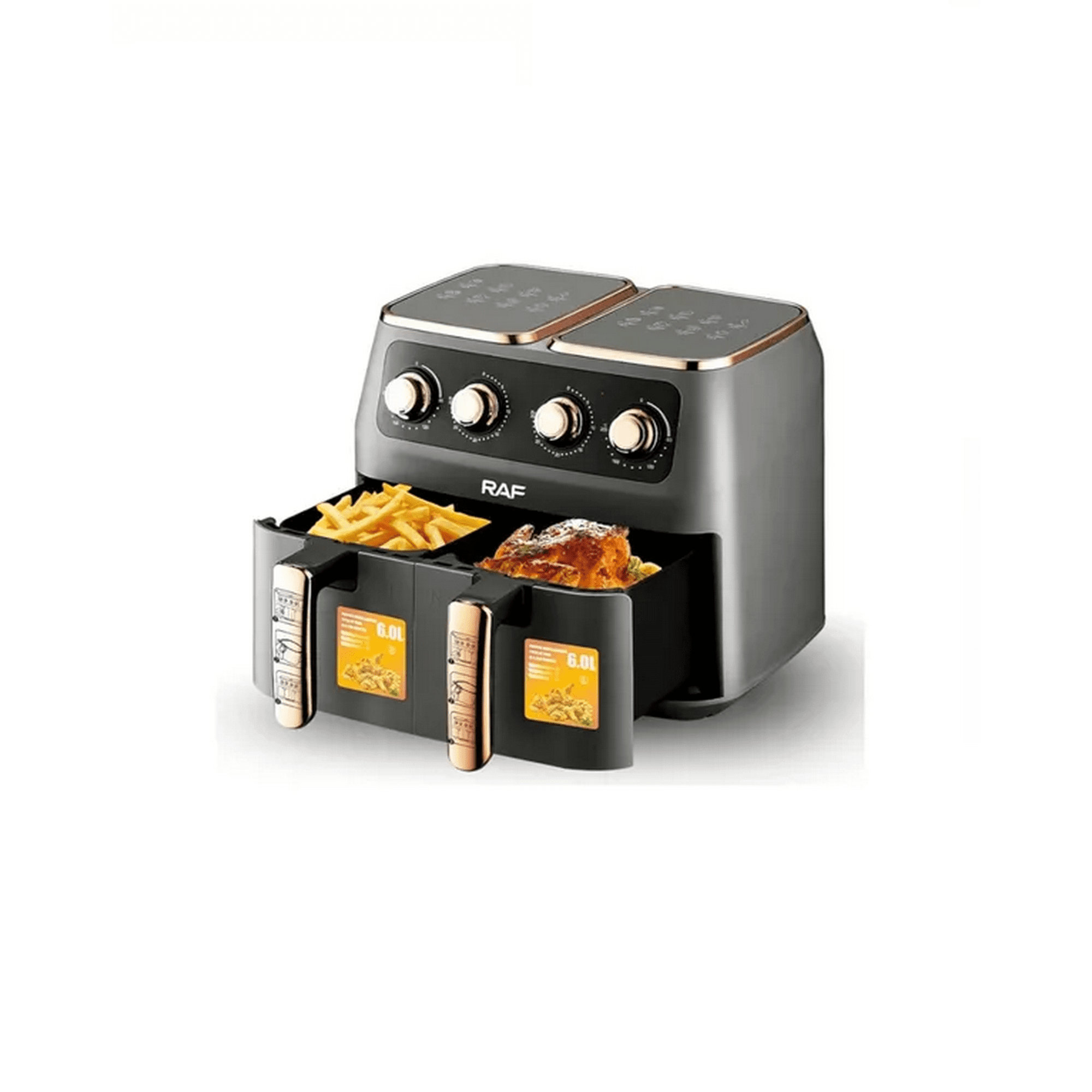 Genérico - Freidora Doble Recipiente Sin Aceite Digital, 12l