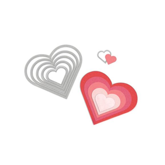 Juego de troqueles Sizzix Framelits Hearts 6/PK para máquinas Big Shot