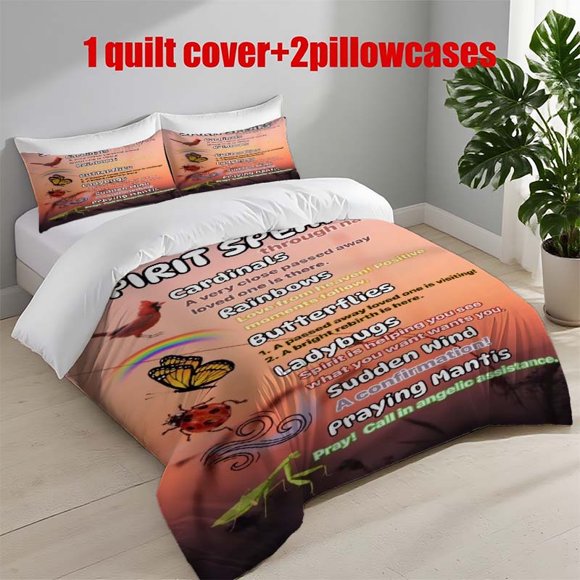 3pcs Cardinal Symbol Themed Bedding Set | 1 Quilt Cover + 2 Pillowcases Machine Washable