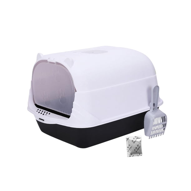 Caja De Arena Para Gatos Con Capucha Bedpan Contenedor De Arena Para Gatos Caja De Arena Para Mascotas A Prueba De Salpicaduras Negro