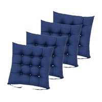 Magideal - Cojines Para Silla De 4 Piezas Con Lazos, Cojines Para Silla De Cocina Interior Y 16 Puntos De Fijación, Cojín De Asiento Grueso, Cojín De Asiento Cua Marina De Guerra