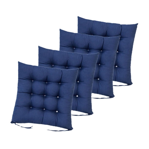 Cojines para silla de 4 piezas con lazos, cojines para silla de cocina interior y 16 puntos de fijación, cojín de asiento grueso, cojín de asiento cua Marina de guerra