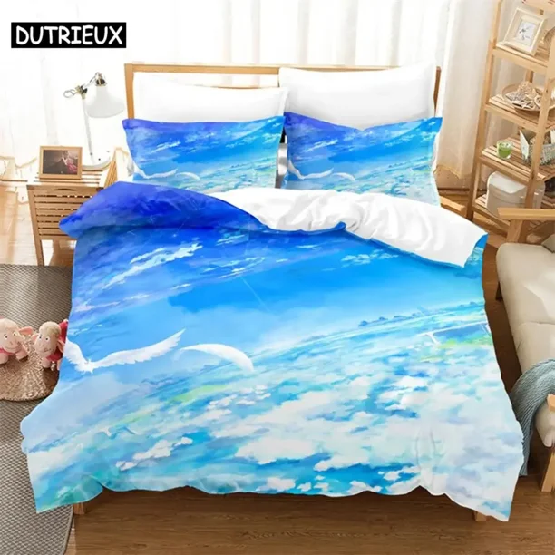 Blue Sky Scenery Bedding Set Duvet Cover Set Kids Bedding Digital Printing Bed Linen Duvet Cover Bed Sheets