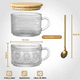thumbnail image 2 of 4 Tazas De Café Vintage Tapa Bambú Y Cucharas 415ml Transparente Vintage, 2 of 3