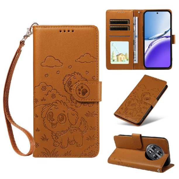 Funda Billetera FOXDOCK Compatible con Realme 13 5G, Diseño Perrito Tierno, Ranuras para Tarjetas y Soporte Plegable