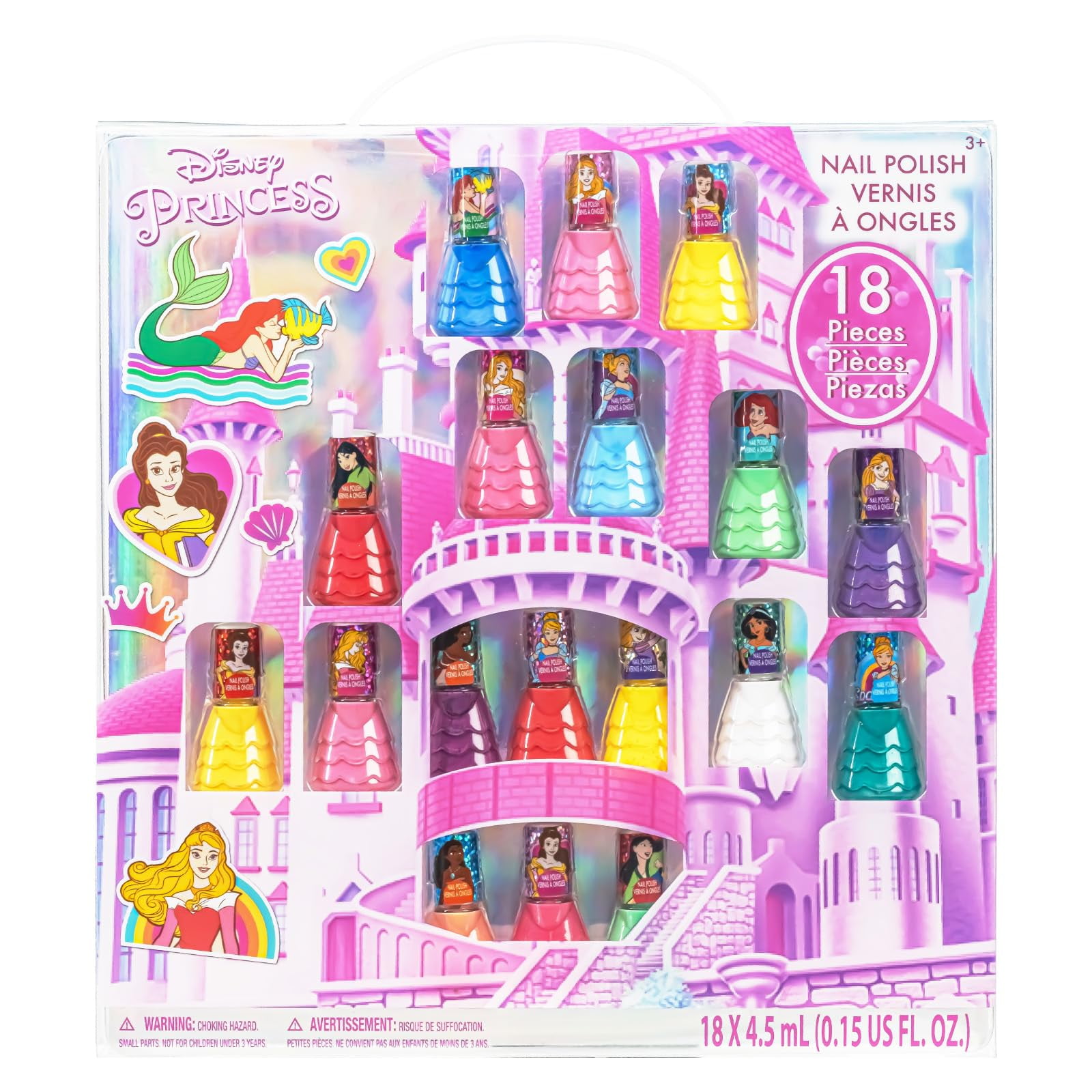 Set De Esmaltes De Uñas Townley Girl Disney Princess Castlebox, 18 Unidades