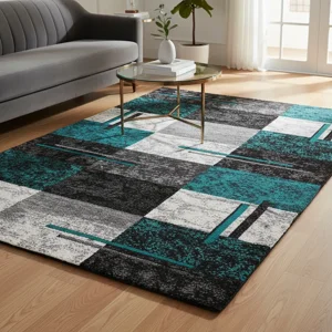 Casadeliacl - Alfombra Pasillera 3D Wm 60X180 Cm Decorativa 1.8 M 60 Cm Cuadradro Verde Con Negr