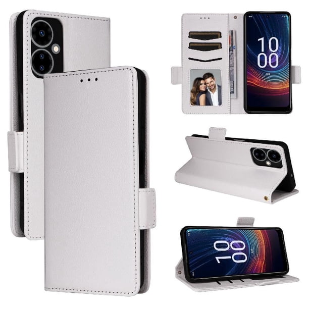 Funda Cartera para Boost Mobile Celero 5G 2024 Tapa Flip con Ranuras y Soporte Blanco