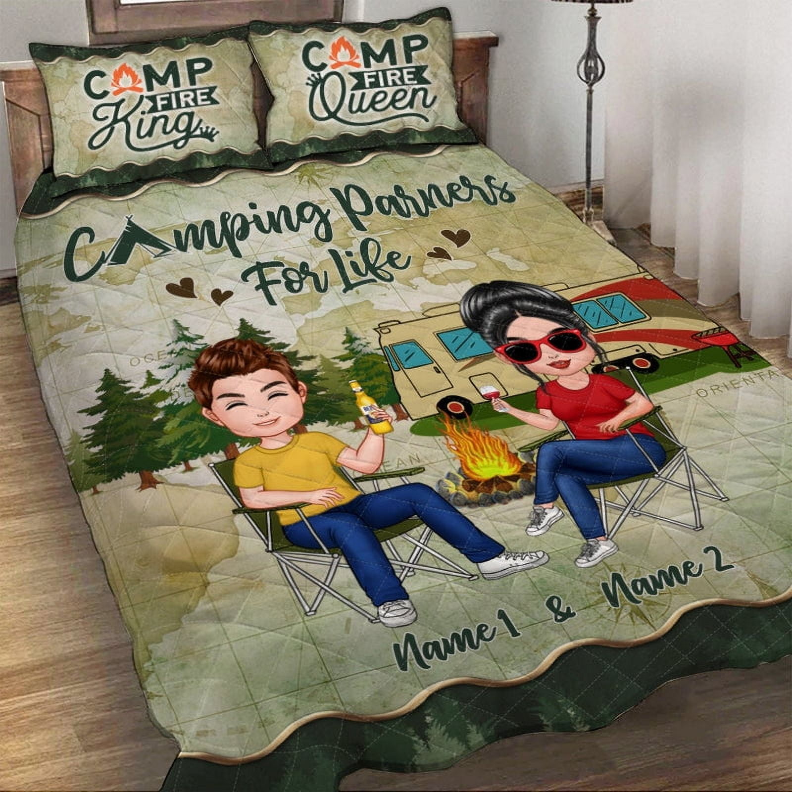 Milsleep - Camping Partners For Life - Juego De Edredón De Camping Personalizado Para Parejas