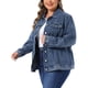 thumbnail image 4 of Agnes Orinda Chaqueta de Mezclilla Talla Grande para Mujeres Manga Larga Abotonada Lavada Chaqueta de Jean Camionero 2X Gris Azul, 4 of 6