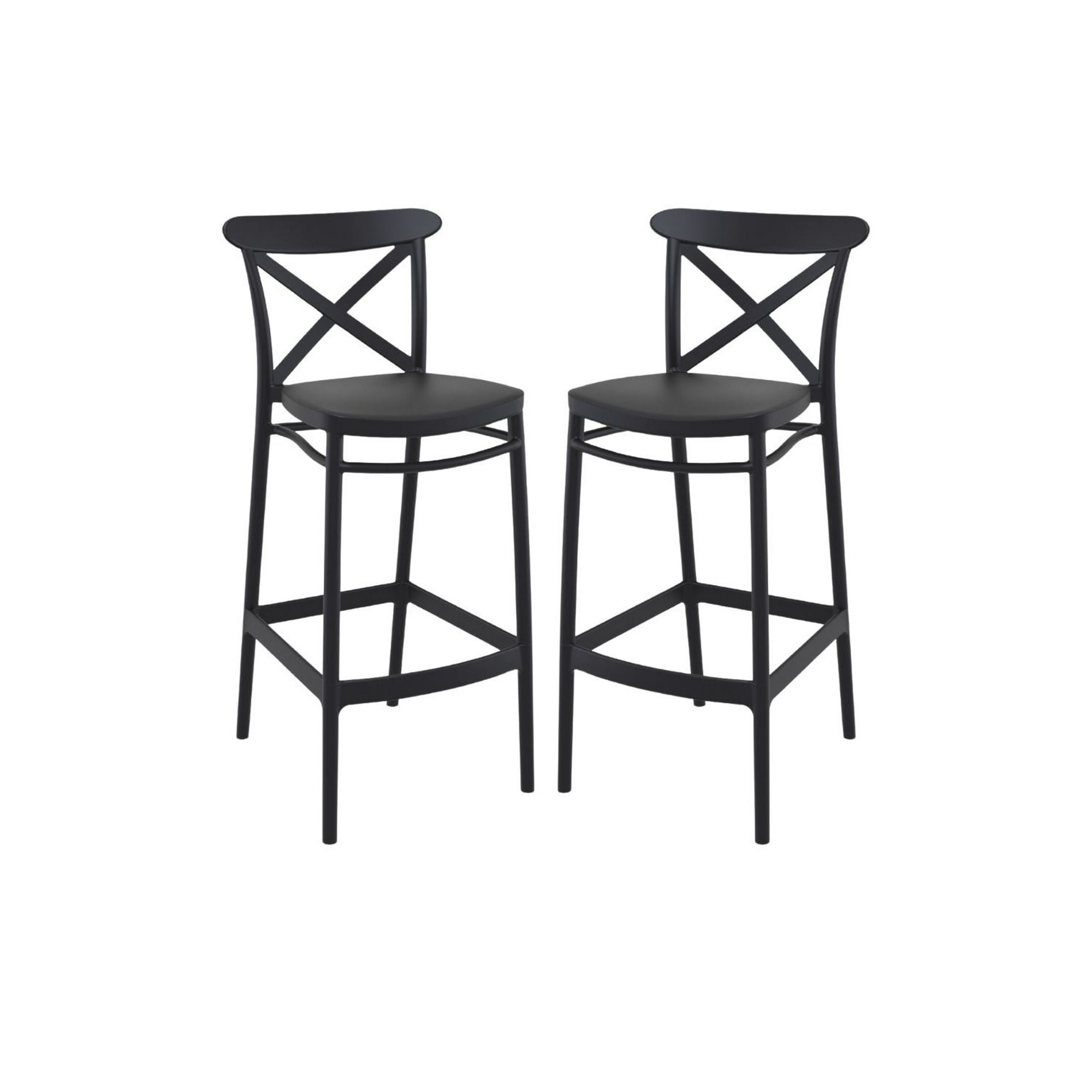 Habita2 Chile - Pack 2 Taburetes Polipropileno Apilable Con Apoyapies Danubio 65cm - Negro