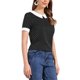 thumbnail image 4 of INSPIRE CHIC Blusa de Mujer para Regreso a Clases con Cuello Peter Pan en Contraste y Lunares de Manga Corta L Gris Negro, 4 of 6
