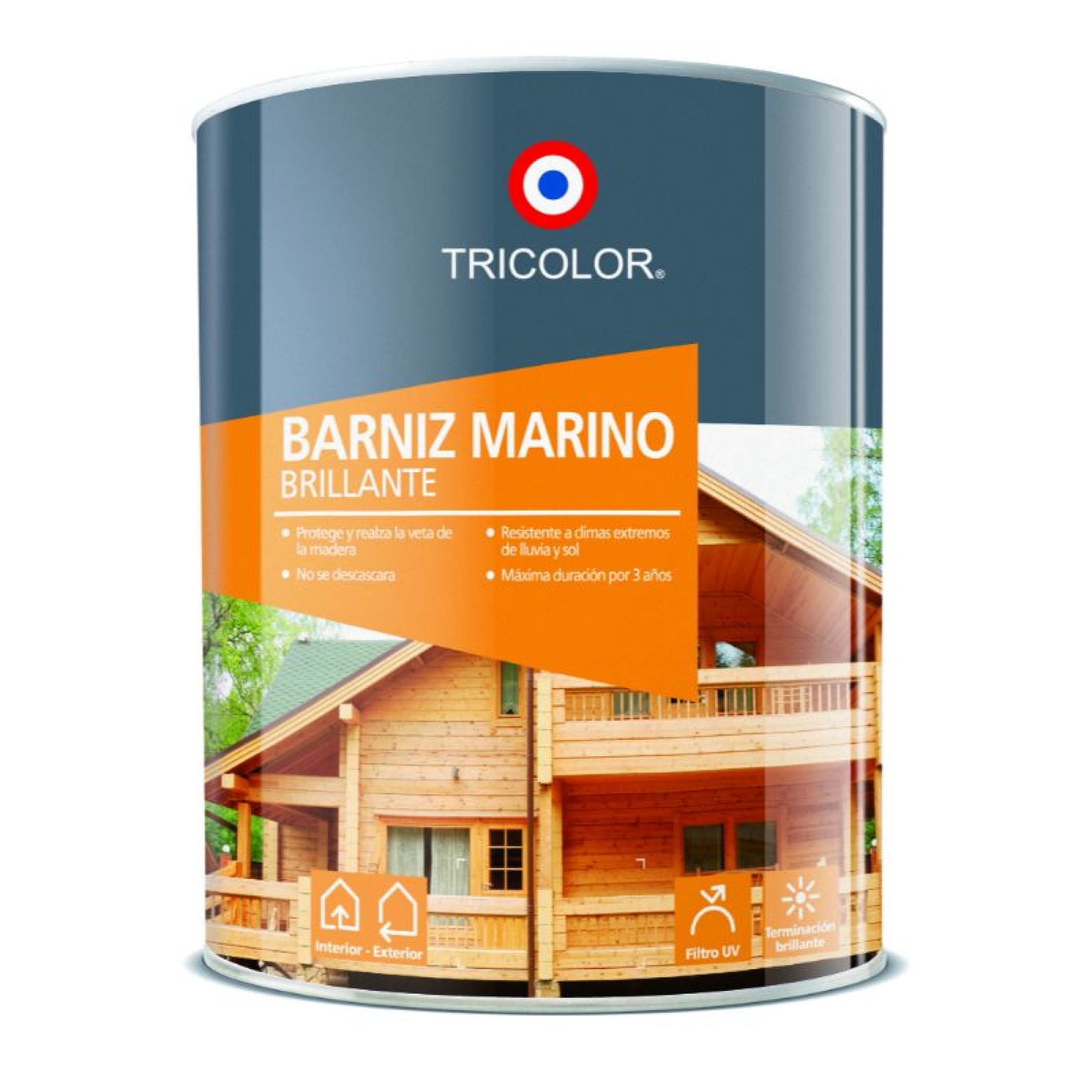 Barniz Base Agua Marino Brillante Tricolor Natural 1/4 Galón
