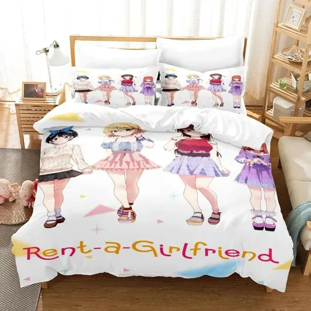 Rent A Girlfriend Bedding Set Duvet Cover Bed Set Quilt Cover Pillowcase Comforter Size Boys Adult Bedding Set Bed Sheets