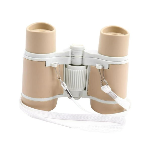 Prismáticos para Niños, Juguete a Prueba de Golpes, Mini Binoculares Compactos, Observación de Aves, 4x30, Juguete de Aumento Portátil para Niños para Café Blanco
