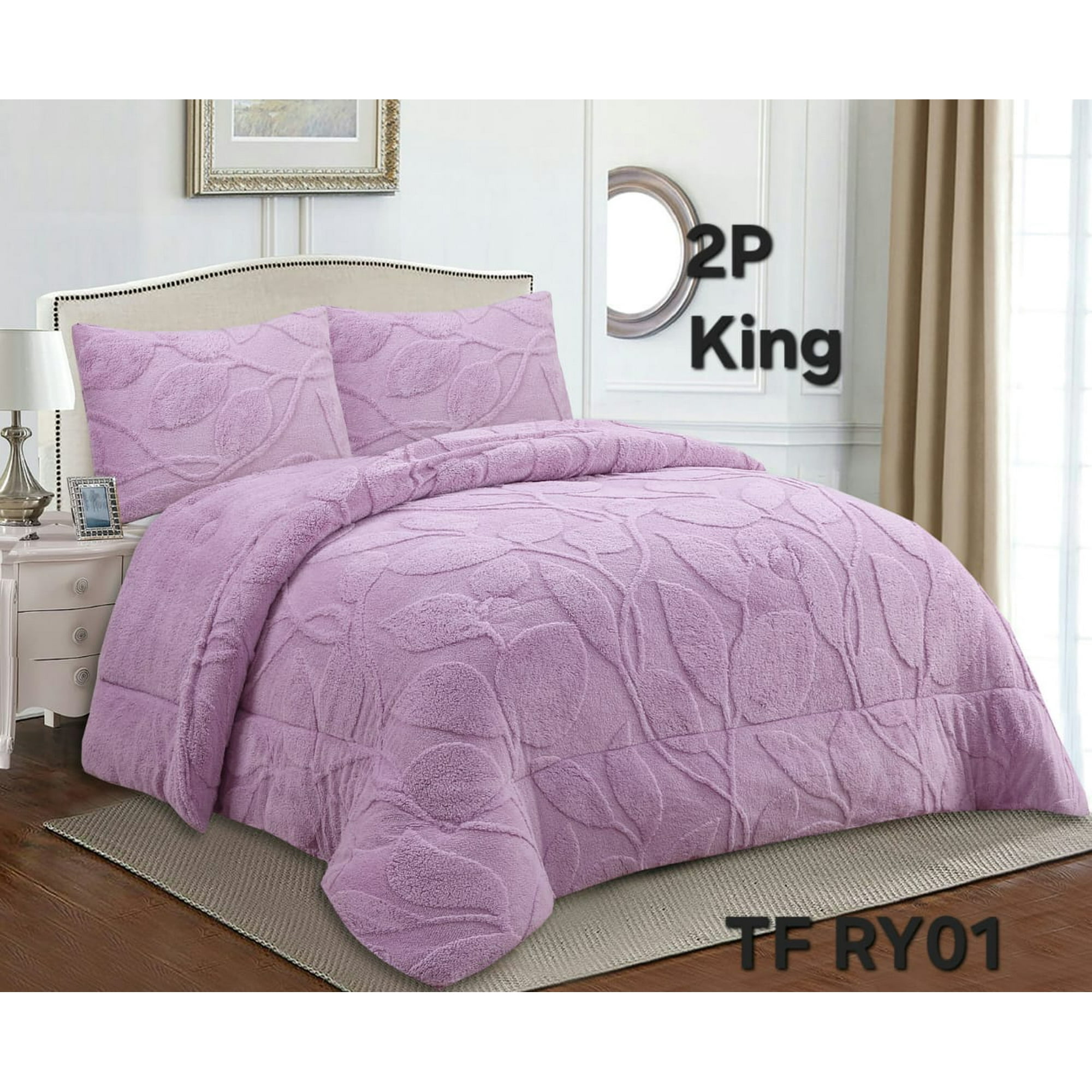 Aladdins Shop - Cobertor De Invierno Texturizado Con Chiporro King Hojas Lila