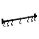 thumbnail image 1 of Estante de cocina negro de 50 cm con 8 ganchos para colgar en la pared, barra de aluminio de una sola barra, fácil de almacenar., 1 of 5