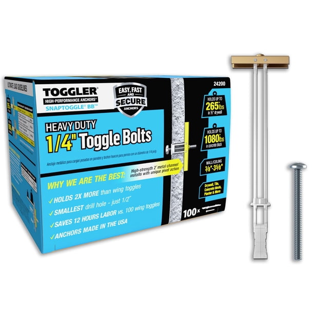 Ancla para paneles de yeso TOGGLER SNAPTOGGLE, paquete de 100 unidades, con capacidad para 120 kg