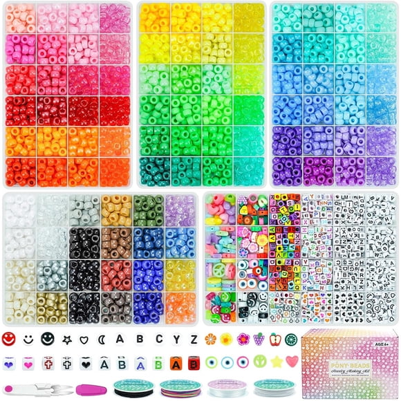 Kit Para Pulseras 3500 Piezas 96 Colores Cuentas Pony