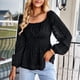 thumbnail image 3 of Blusa informal de manga larga con farol para mujer, cuello ancho, espalda descubierta y dobladillo holgado para todas las estaciones., 3 of 6