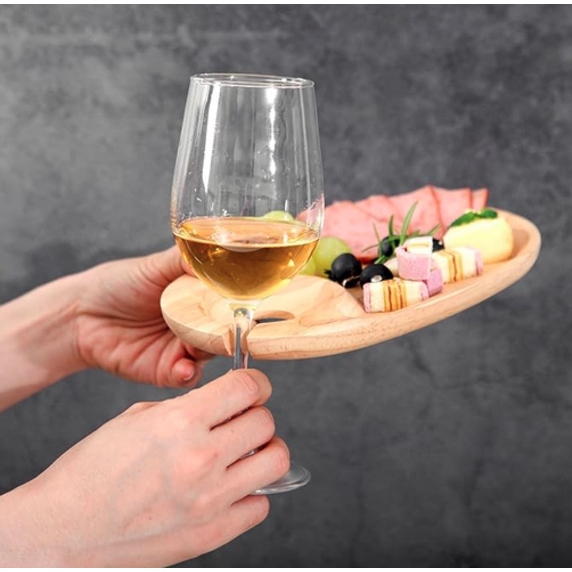 Salon Del Accesorio - Plato Picoteo Tabla Madera Bandeja Asados Aperitivos Soporte Copas