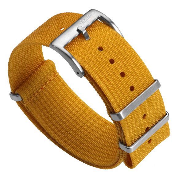 Correa de reloj WatchGecko Ridge de nylon 20 mm color amarillo