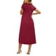 thumbnail image 3 of INSPIRE CHIC Vestido de maternidad para el Día de la Madre de mujer, maxi, mangas cortas, con pliegues y volantes, para sesión de fotos, casual, fluido, verano 2026, 2XL, rojo, 3 of 6
