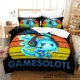 thumbnail image 1 of x1062 Bed SheetsGamesolotl Axolotl Video Gamer Kawaii Pastel Goth Bedding Set Twin Full Size Bed Set Aldult Kid Bedroom Anime 3-Piece Bedding Set (1 Duvet Cover + 2 Pillow Shams) nj1062, 1 of 5