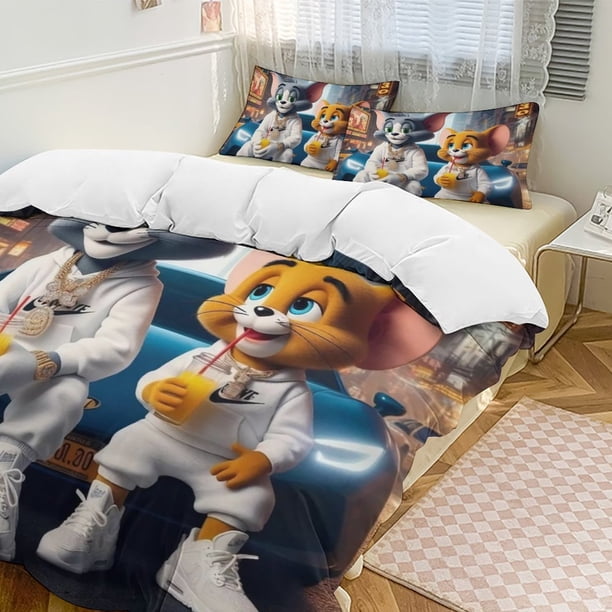 Tom And JerryCartoon Collection 3-Piece Comforter Set, Personalized Bedding Decor for Kids And Teens Bed Sheets