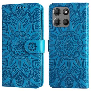 Funda Tipo Cartera Foxdock Para Motorola Moto G15 , Diseño Girasol En Relieve, Cuero Pu, Cierre Magnético, Soporte Y Tarjetero