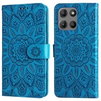 Funda Tipo Cartera Foxdock Para Motorola Moto G15 , Diseño Girasol En Relieve, Cuero Pu, Cierre Magnético, Soporte Y Tarjetero