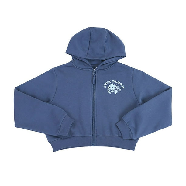 Poleron Niña Teen Full Zipper Azul Corona