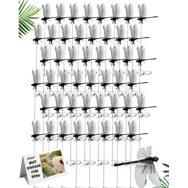 Clips libélula repelente insectos señuelos realistas 3D falsos estacas jardín 12 uds