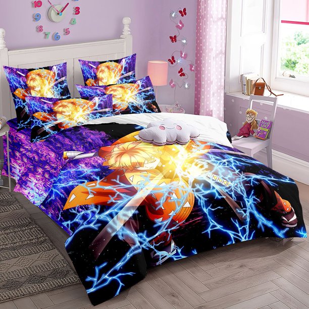 1Duvet Cover 2pillowcase Anime Tanjiro Mizuko Quilt Set Three-piece Set 3D Printed Bedding Set Bedroom Decor Children Gift Bed Sheets
