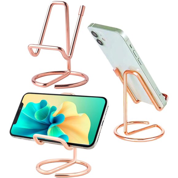 Soporte metálico para teléfono móvil ROSYQUARZ, dorado rosa, paquete de 1