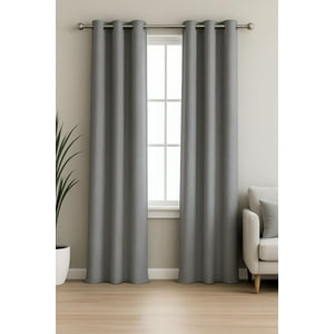 Clems - Pack 2 Cortina Engomada Termica 100% Blackout De Tipo Lino Gris 140X225