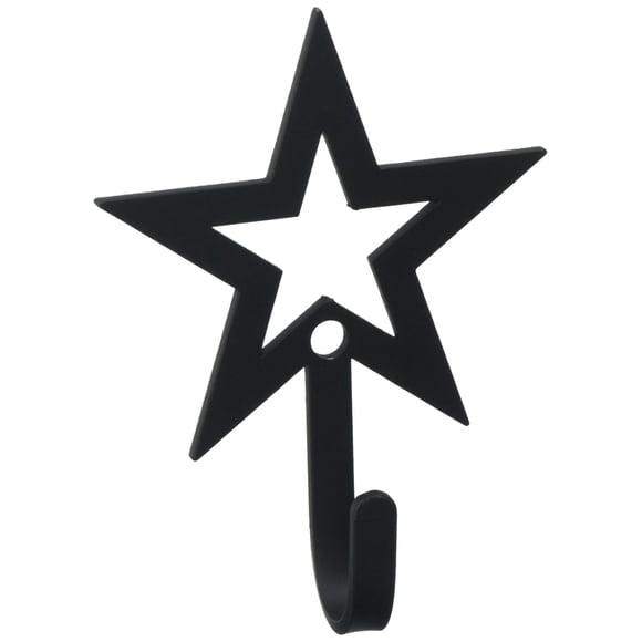 Wall Hook Village con forma de estrella abierta de hierro forjado, 7,62 cm, extrapequeña