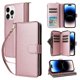 thumbnail image 1 of Funda Cartera con Cremallera y Correa para iPhone 14 Pro Soporte y Tarjetero Oro rosa, 1 of 6