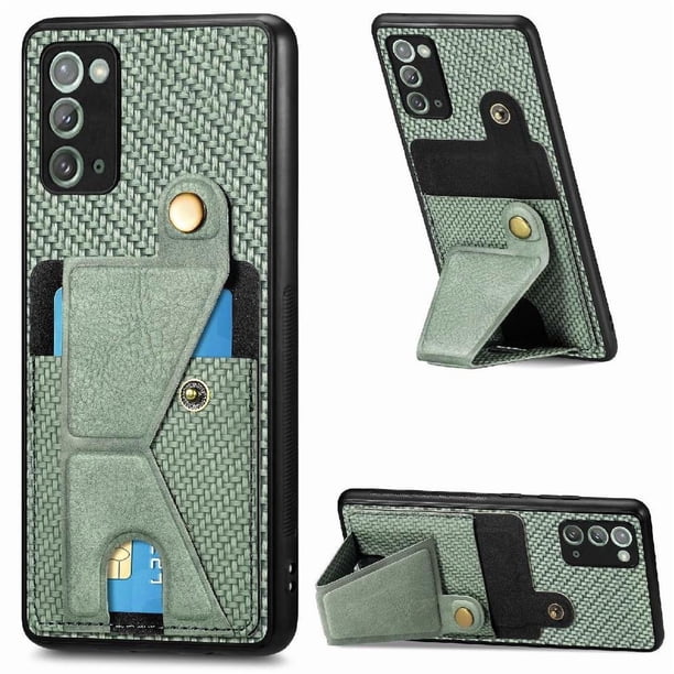 Funda Resistente para Samsung Galaxy Note 20 con Tarjetero y Soporte, Diseño Magnético Verde