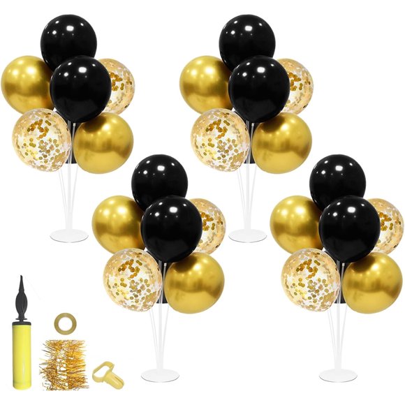 Soporte para Globos ZJDHPTY 4 Unidades Negro y Dorado