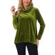 thumbnail image 1 of INSPIRE CHIC Blusa de Cuello Alto de Terciopelo para Mujer, Camisa de Manga Larga para el Trabajo, Básica, Suelta, Elegante y Casual, Túnica de Velour, Talla S, Verde Militar, 1 of 6