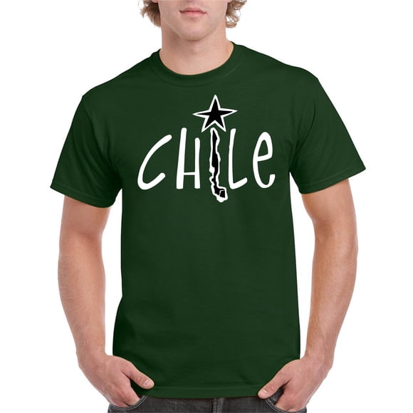 Polera Hombre, color verde, talla L, Estampado Chile