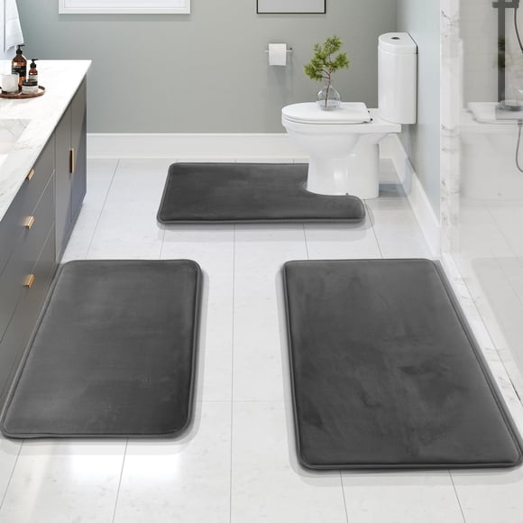 Juego de alfombras de baño Clara Clark, espuma viscoelástica, gris