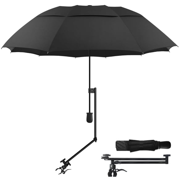 Sombrilla de golf HOBVO UPF 50+ con pinza ajustable portátil negra